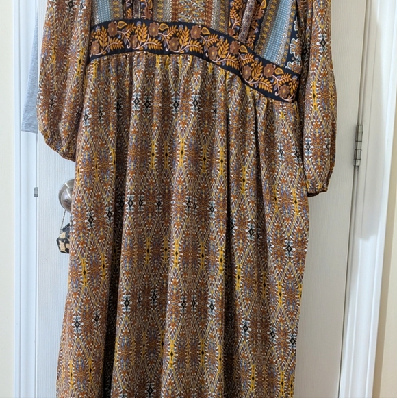 Cleo Long Sleeve Maxi Dress - Brown and Blue - Picture 9 of 11